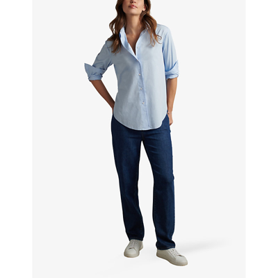 The White Company Womens Mid Wash Marlow High-rise Straight-leg Organic Stretch-denim Jeans In Mid Wash