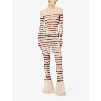 Shop Jean Paul Gaultier Womens Ecru Brown X Knwls Abstract-print Woven Mini Dress
