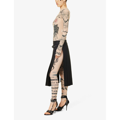 Shop Jean Paul Gaultier Women's Nude Grey Black X Knwls Graphic-print Stretch-woven Leggings