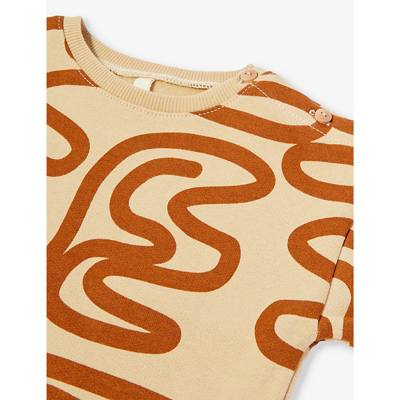 Shop Organic Zoo Journey Abstract-pattern Organic Cotton-jersey Sweatshirt 3 Months-3 Years In Tan