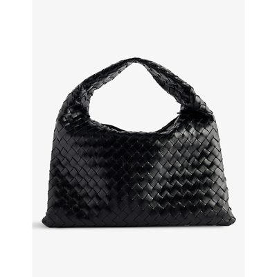 Bottega Veneta Womens Black-m Brass Intrecciato-weave Medium Leather Hobo Bag In Black-m Brass