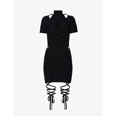 Shop Srvc Women's Black Claw Cut-out Knitted Mini Dress