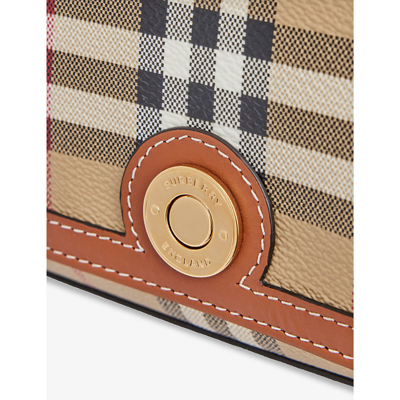 Shop Burberry Note Woven-blend Shoulder Bag In Briar Brown