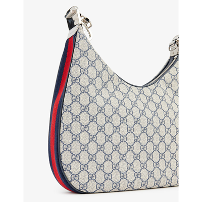 Shop Gucci Women's Beige Bl/blu/brb/vrv Attache Canvas Shoulder Bag