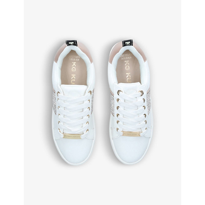 Shop Kg Kurt Geiger Women's White Lighter Gem Faux-leather Low-top Trainers