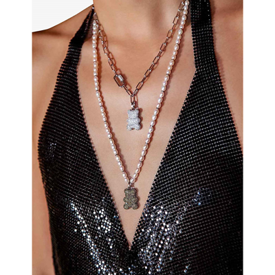 Shop Apm Monaco Snow Yummy Bear Sterling-silver And Zirconia Clip-pendant Chain Necklace