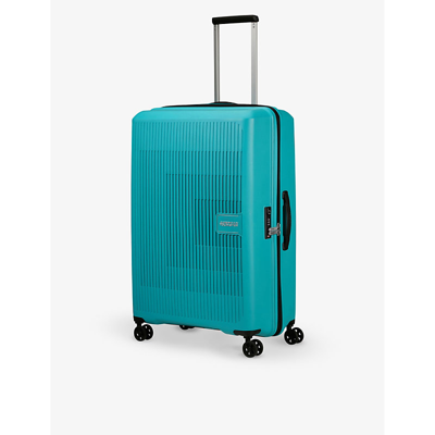 Shop American Tourister Aerostep Expandable Four-wheel Suitcase 77cm In Turquuoise Tonic