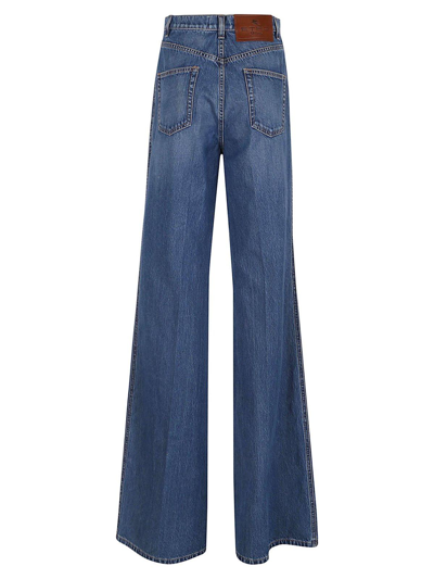 Shop Etro Washed Wide Leg Denim Jeans In Blu