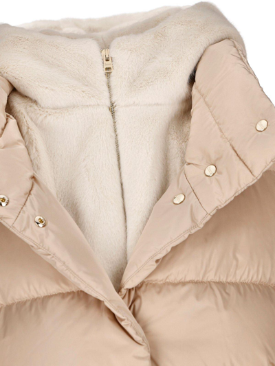 Shop Herno Hern Hooded Quilted Down Coat In Cream