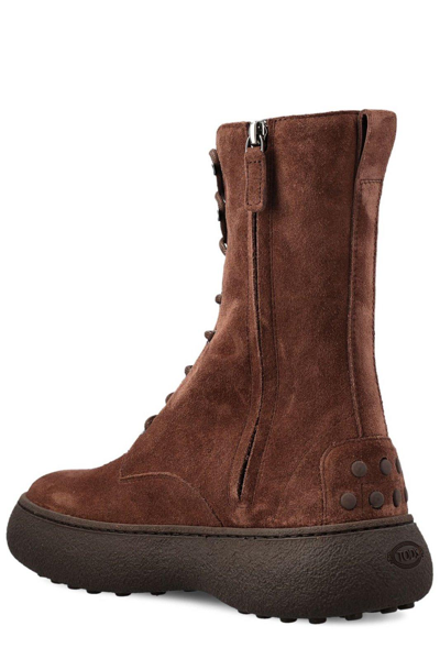 Shop Tod's Wg Round Toe Ankle Boots In Brown