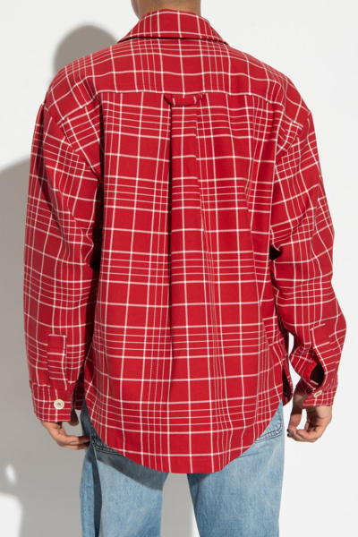 Shop Jacquemus Patterned Collared Zip-up Jacket In Rosso