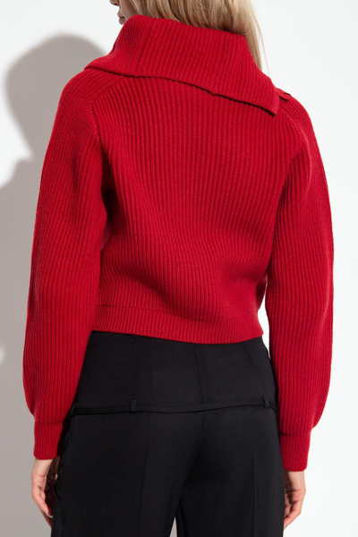 Shop Jacquemus Asymmetric Mock-neck Sweater In Rosso