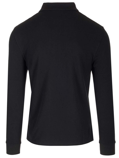 Shop Saint Laurent Button Detailed Long-sleeved Polo Shirt