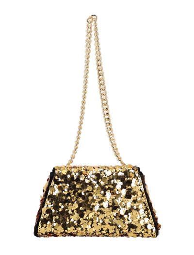 Shop Self-portrait Bow Sequin-embellished Shoulder Bag In Gold