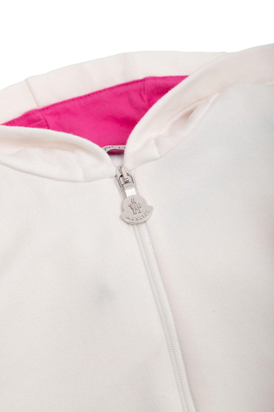 Shop Moncler Logo Flocked Long-sleeved Tracksuit In Bianco