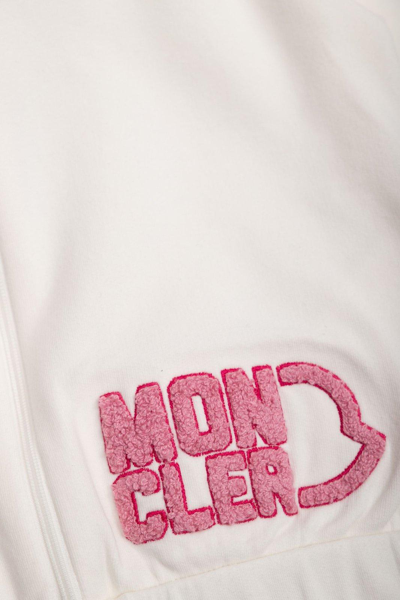 Shop Moncler Logo Flocked Long-sleeved Tracksuit In Bianco