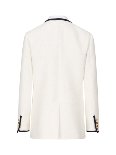 Shop Valentino Double-breasted Long-sleeved Jacket In White