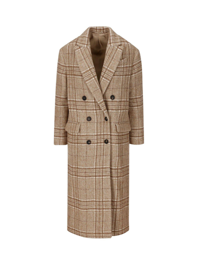 Shop Brunello Cucinelli Checkered Buttoned Coat