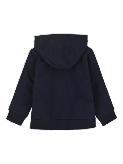 Shop Moncler Zip-up Long-sleeved Hoodie In Blu