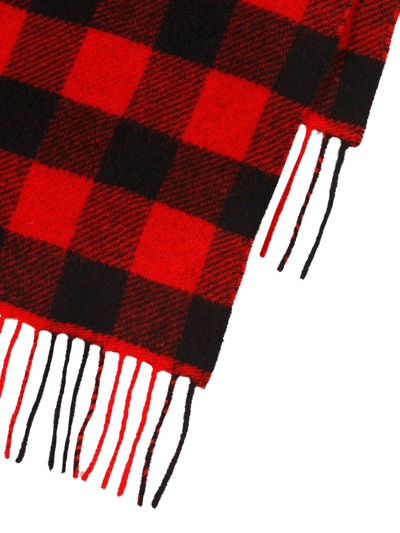 Shop Woolrich Checked Fringed Scarf In Red
