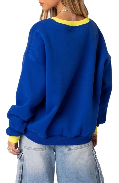 Shop Edikted Italy Oversize Sweatshirt In Blue