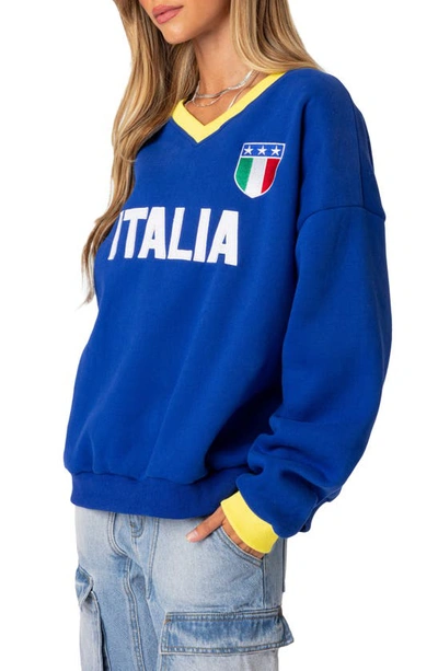 Shop Edikted Italy Oversize Sweatshirt In Blue