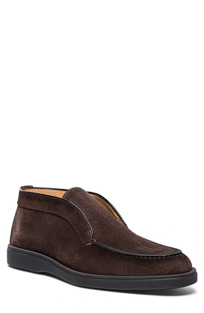 Shop Santoni Suede Slip-on In Dark Brown