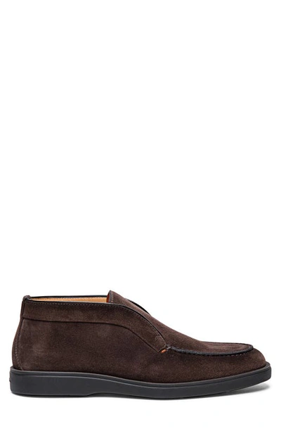 Shop Santoni Suede Slip-on In Dark Brown