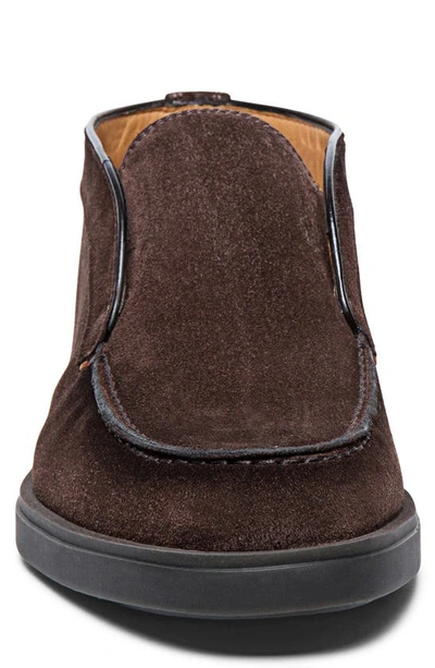 Shop Santoni Suede Slip-on In Dark Brown