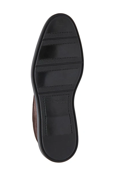 Shop Santoni Suede Slip-on In Dark Brown