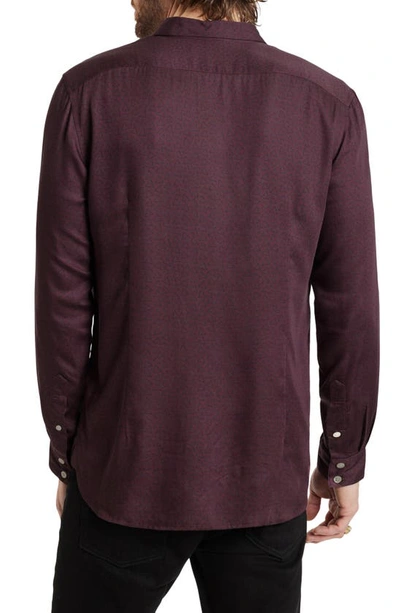 Shop John Varvatos Ross Floral Satin Button-up Shirt In Dark Plum