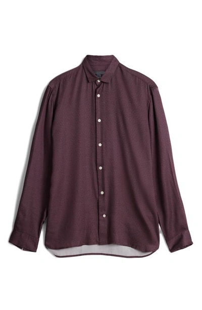 Shop John Varvatos Ross Floral Satin Button-up Shirt In Dark Plum