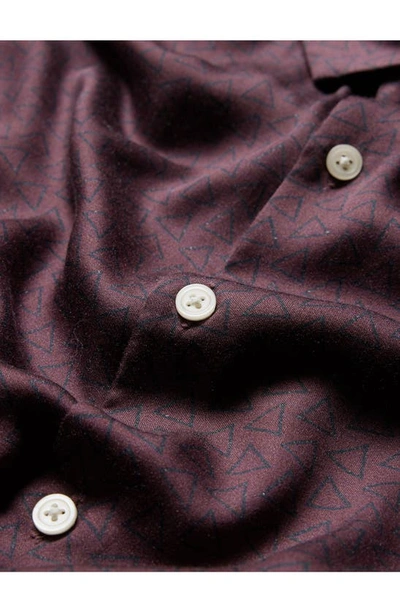 Shop John Varvatos Ross Floral Satin Button-up Shirt In Dark Plum