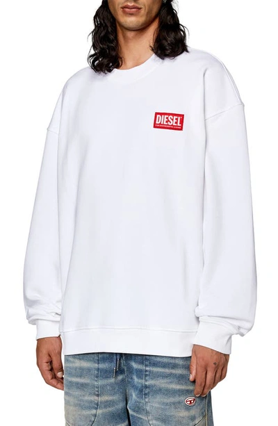 Shop Diesel Logo Label Sweatshirt In White