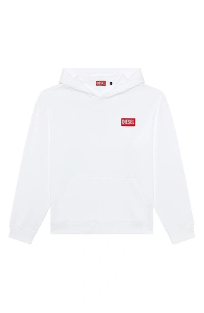 Shop Diesel ® Label Cotton Hoodie In White