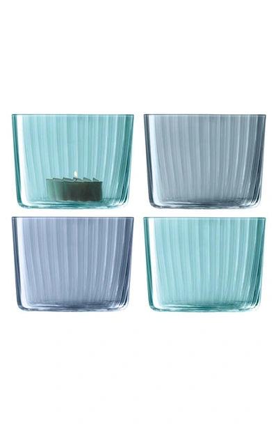 Shop Lsa 4-piece Votive Candleholder Set In Blue