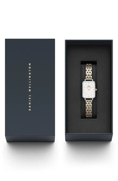 Shop Daniel Wellington Quadro Lumine Two-tone Bracelet Watch, 20mm X 26mm In Silver/ Gold