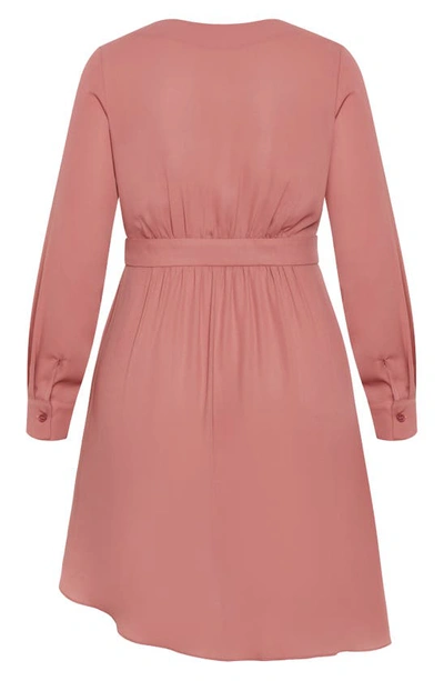 City Chic Sibara Long Sleeve Tunic Top In Papaya