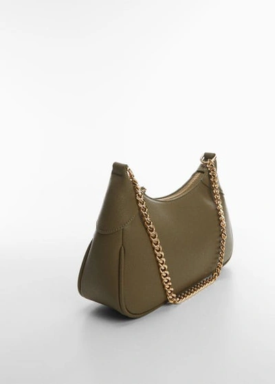 Shop Mango Crossbody Bag With Chain Khaki