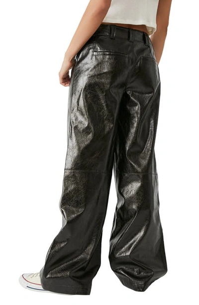 Shop Free People Star Crossed Lovers Patent Leather Straight Leg Pants In Black