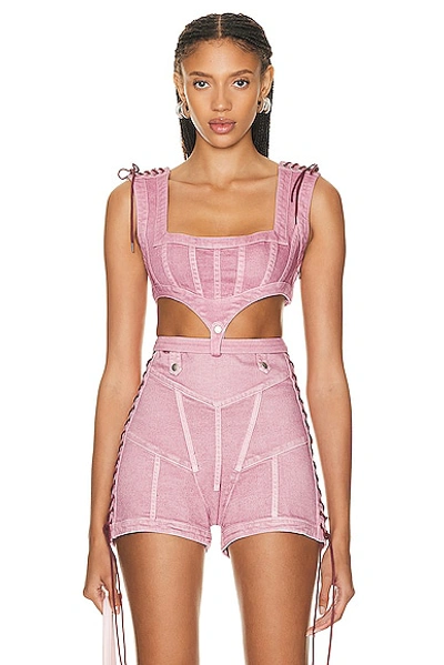 Shop Jean Paul Gaultier X Knwls Washed Laced Sleeveless Crop Top In Lila