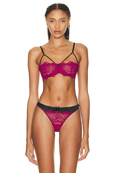 Shop Fleur Du Mal Roxy Lace Half Cup Bra In Magenta