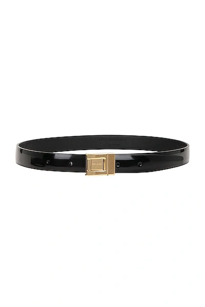 Shop Saint Laurent Boucle La 76 Belt In Black & Aged Gold