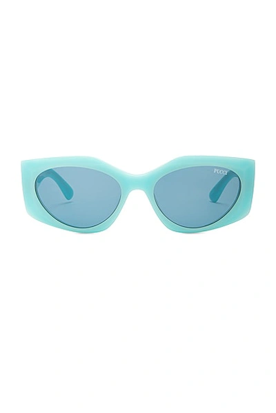 Shop Emilio Pucci Oval Sunglasses In Light Blue