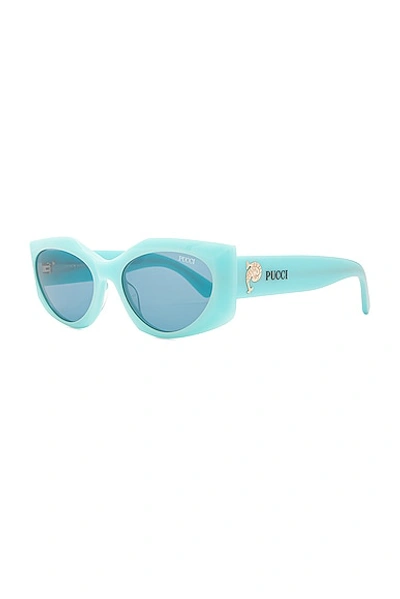 Shop Emilio Pucci Oval Sunglasses In Light Blue