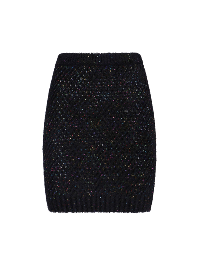 Shop Balmain Sequin Miniskirt In Black  