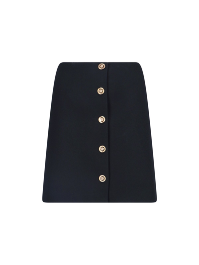 Shop Versace Mini Button Skirt In Black  