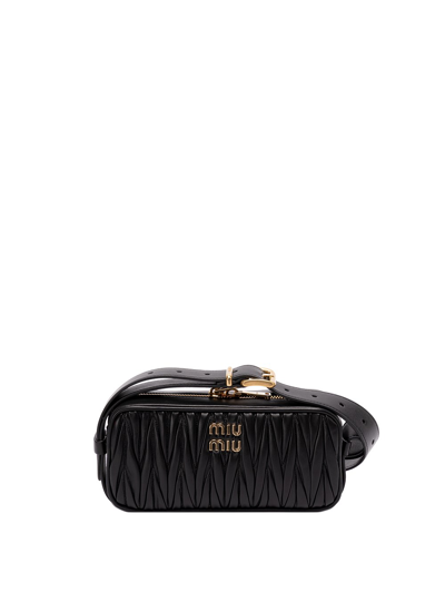 MIU MIU Nappa Matelasse Shoulder Bag Black 1246020