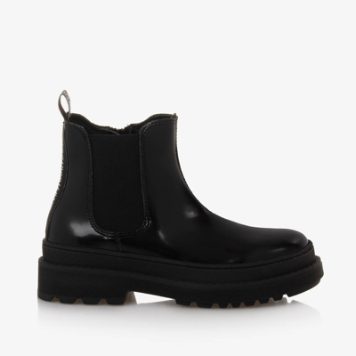 Shop Calvin Klein Girls Black Faux Leather Chelsea Boots