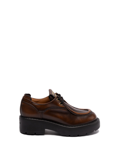 Miu Miu Lace-up Shoes Featuring Chunky Sole In Brown